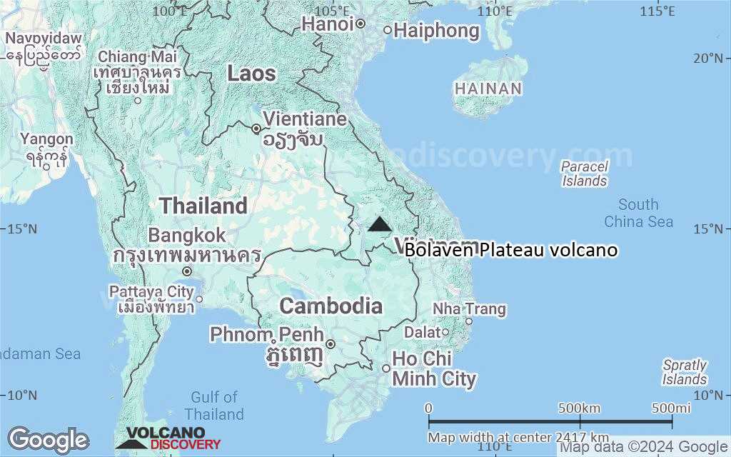 Terrain-type map of Bolaven Plateau volcano (region scale medium)