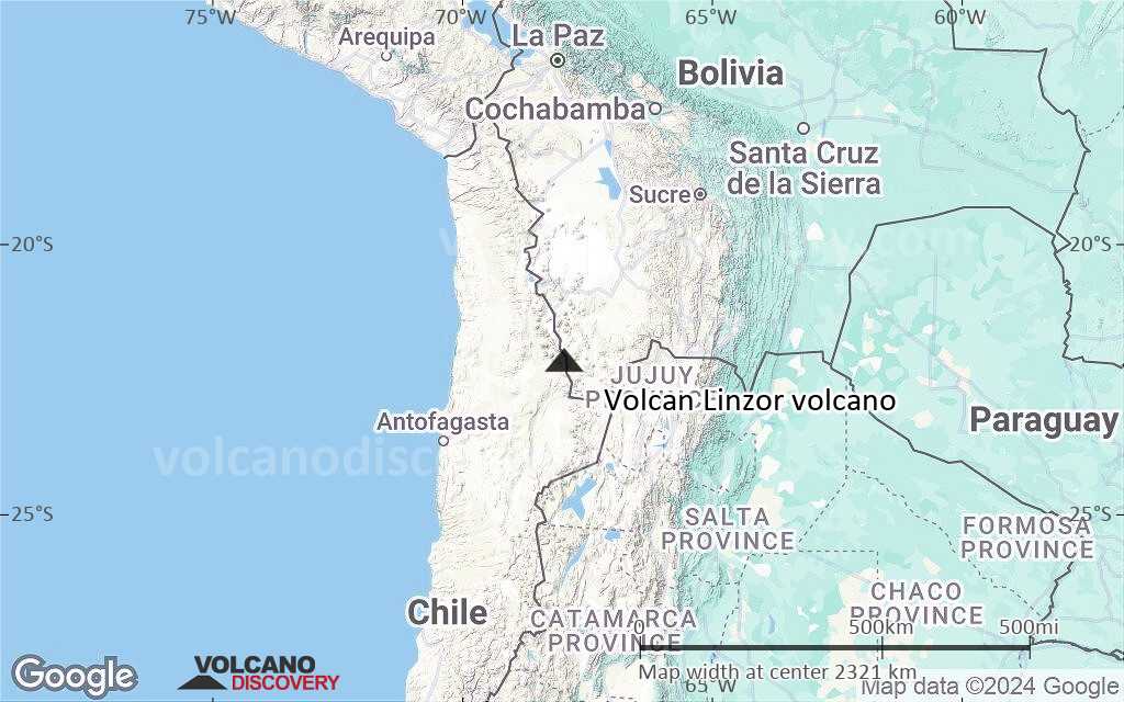 Terrain-type map of Volcan Linzor volcano (region scale medium)
