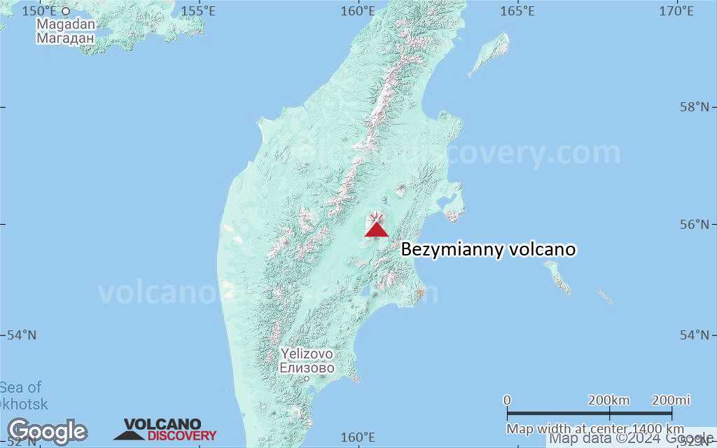 Terrain-type map of Bezymianny volcano (region scale medium)