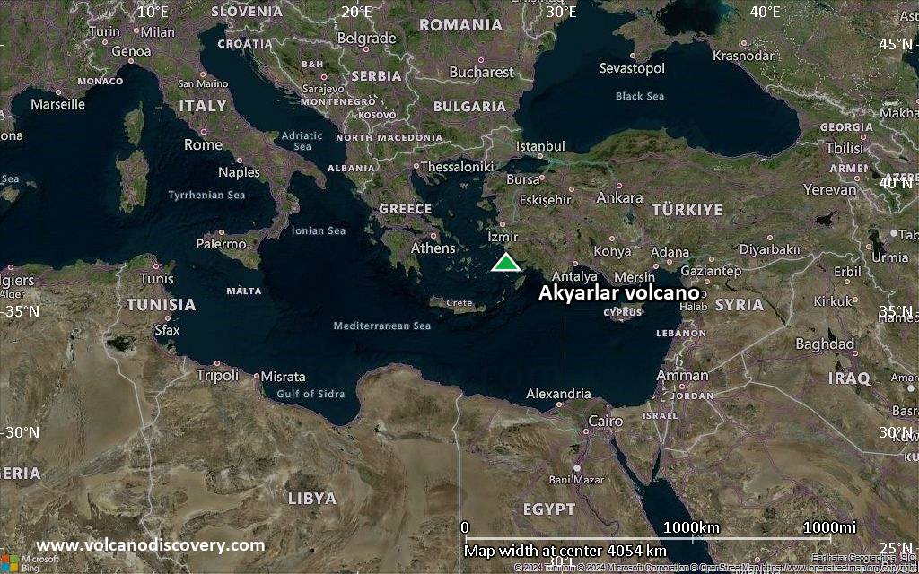Satellite/aerial-type map of Akyarlar volcano (region scale large)
