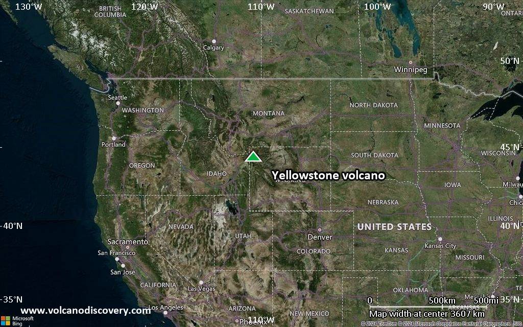 Satellite/aerial-type map of Yellowstone volcano (region scale large)