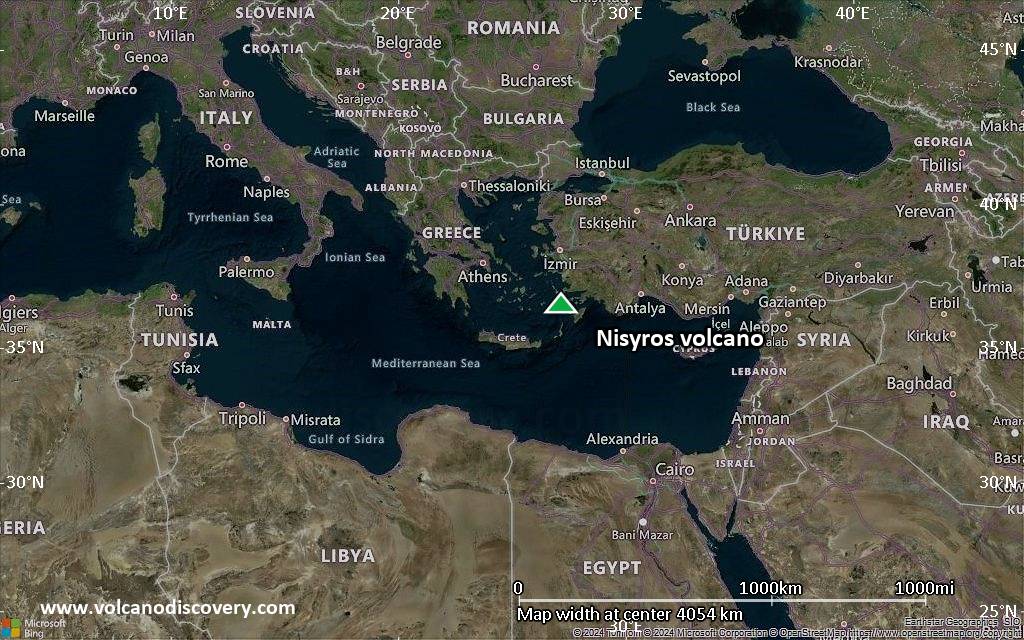 Satellite/aerial-type map of Nisyros volcano (region scale large)