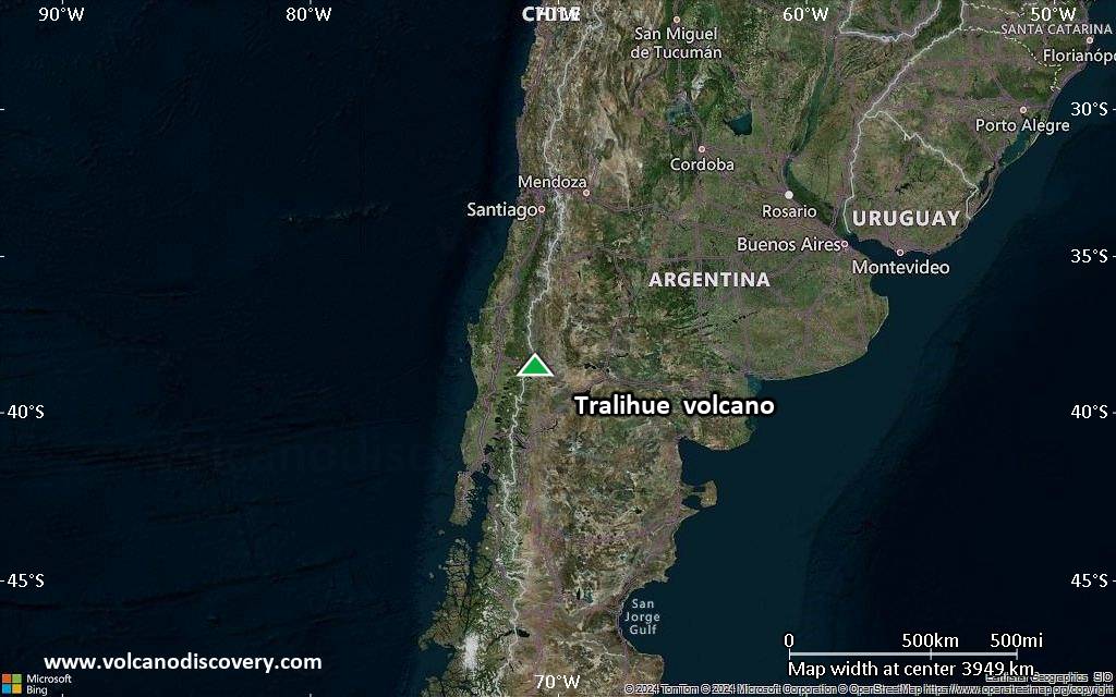 Satellite/aerial-type map of Tralihue volcano (region scale large)