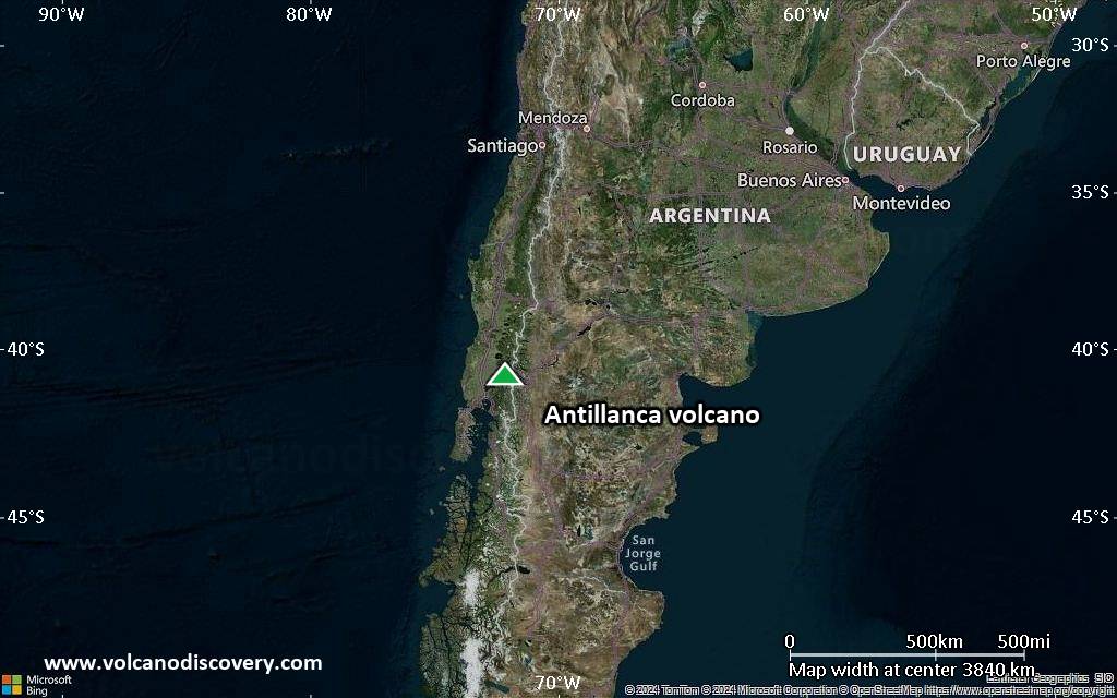 Satellite/aerial-type map of Antillanca volcano (region scale large)