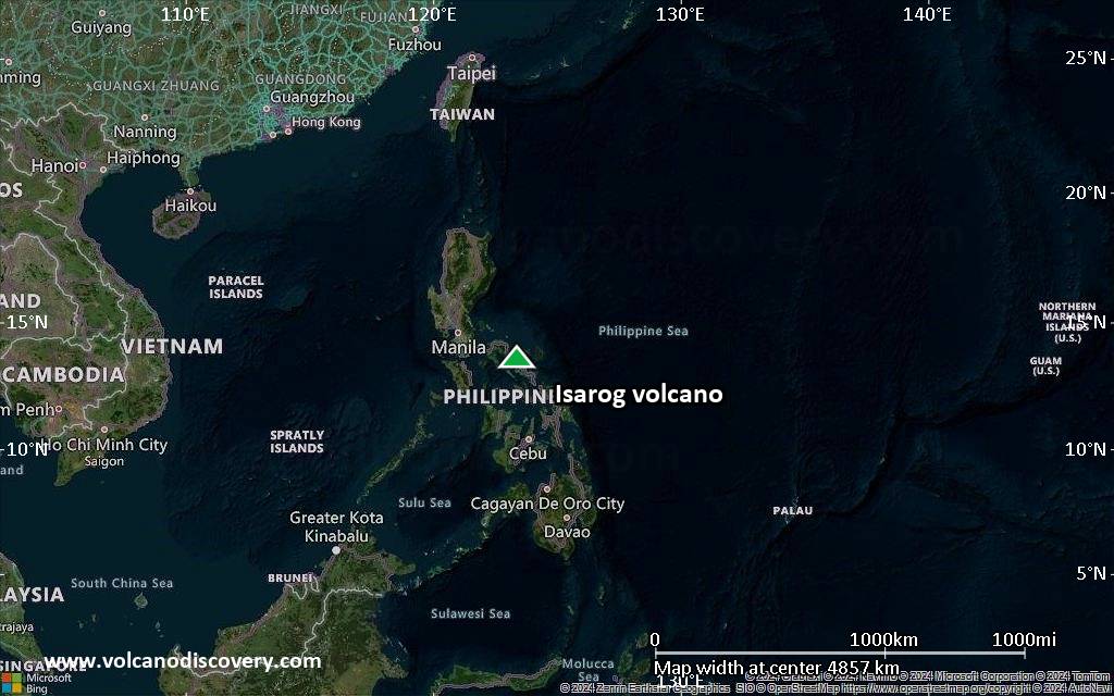 Satellite/aerial-type map of Isarog volcano (region scale large)