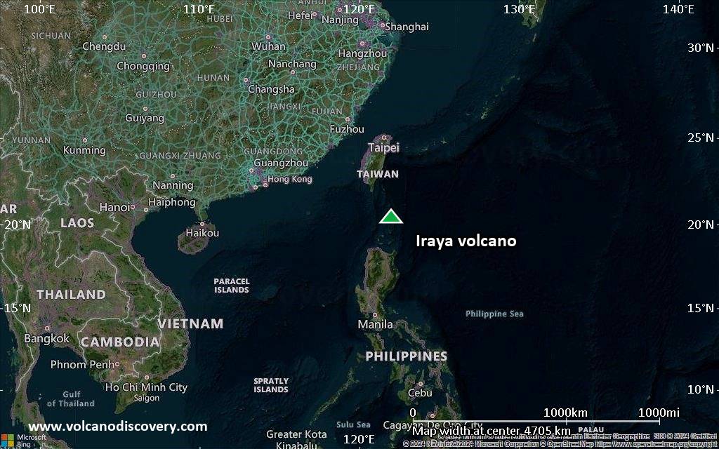 Satellite/aerial-type map of Iraya volcano (region scale large)