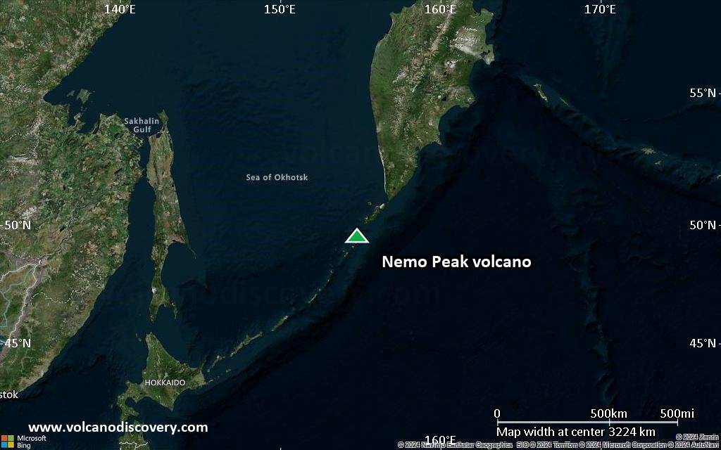 Satellite/aerial-type map of Nemo Peak volcano (region scale large)