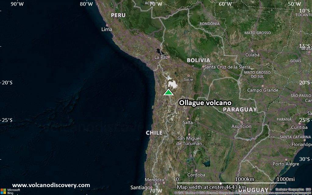 Satellite/aerial-type map of Ollague volcano (region scale large)