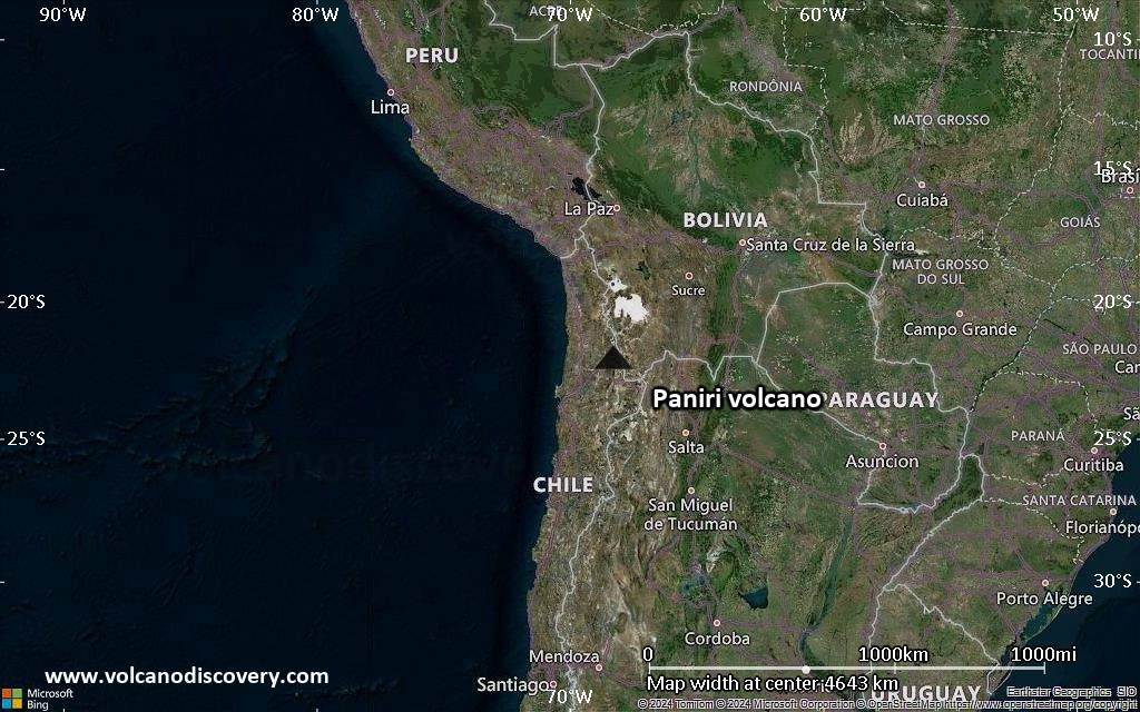 Satellite/aerial-type map of Paniri volcano (region scale large)