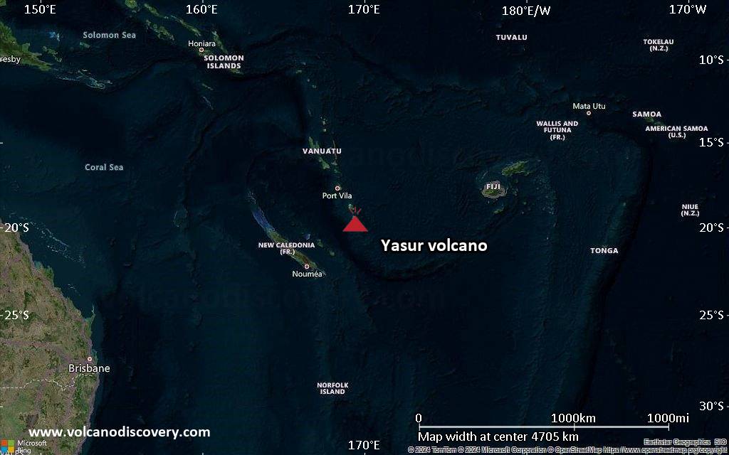 Satellite/aerial-type map of Yasur volcano (region scale large)