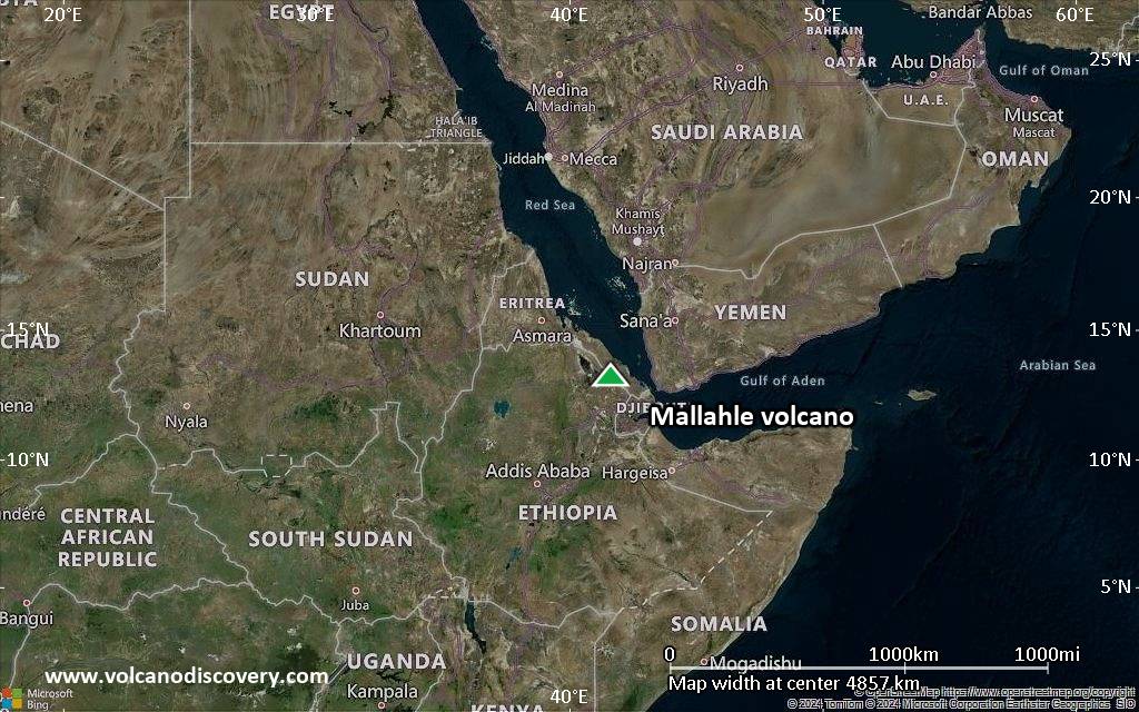 Satellite/aerial-type map of Mallahle volcano (region scale large)