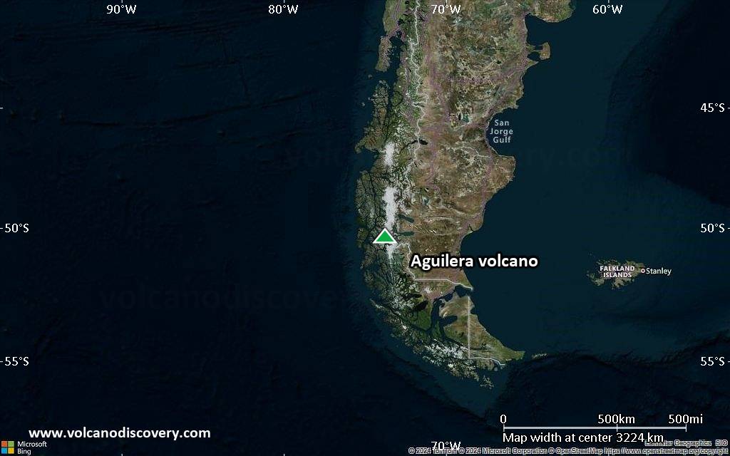 Satellite/aerial-type map of Aguilera volcano (region scale large)