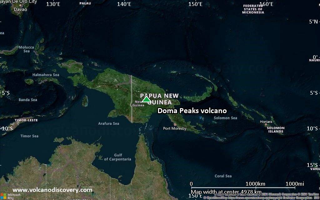 Satellite/aerial-type map of Doma Peaks volcano (region scale large)