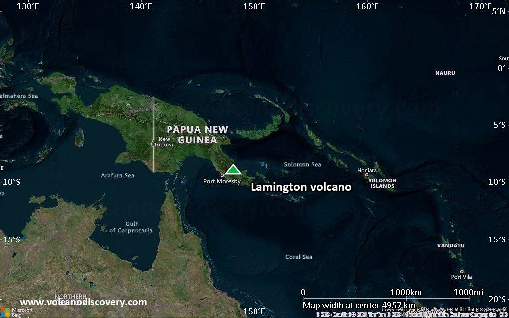 Satellite/aerial-type map of Lamington volcano (region scale large)