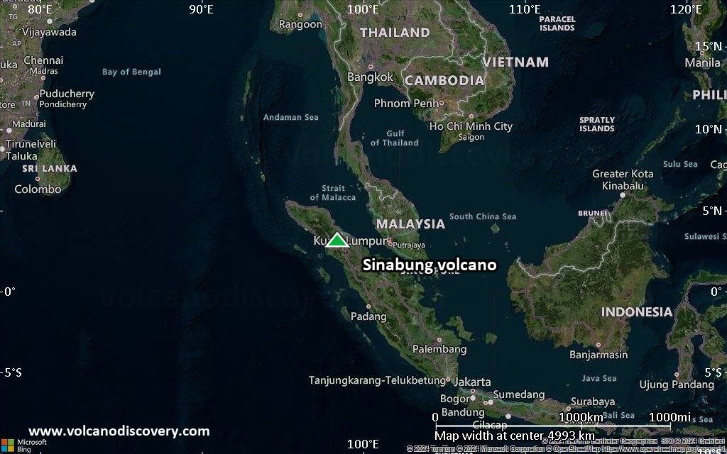 Satellite/aerial-type map of Sinabung volcano (region scale large)