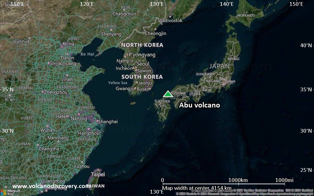 Satellite/aerial-type map of Abu volcano (region scale large)