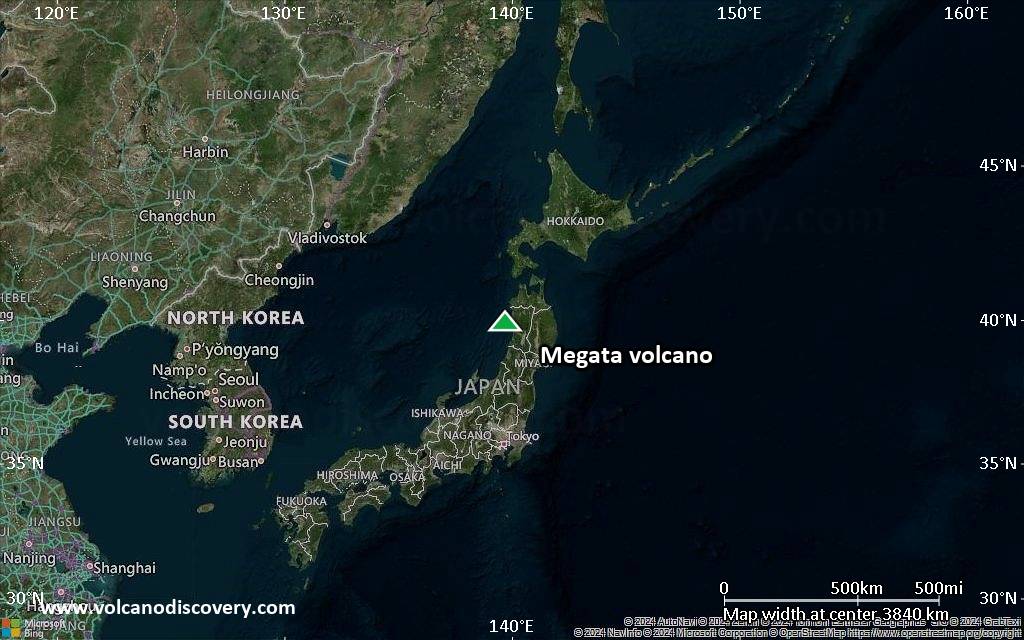 Satellite/aerial-type map of Megata volcano (region scale large)