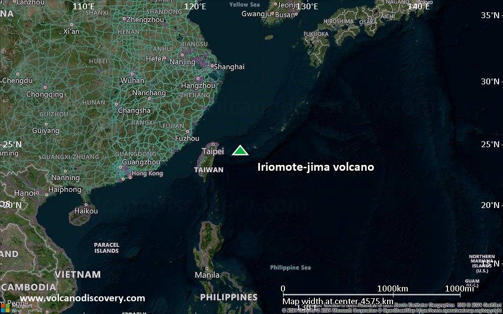 Satellite/aerial-type map of Iriomote-jima volcano (region scale large)