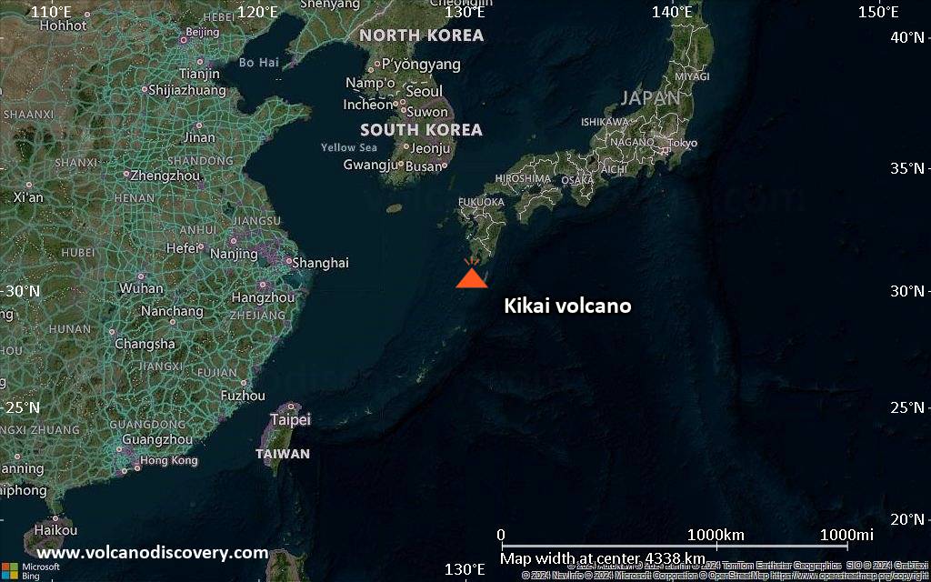 Satellite/aerial-type map of Kikai volcano (region scale large)