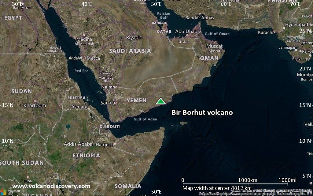 Satellite/aerial-type map of Bir Borhut volcano (region scale large)