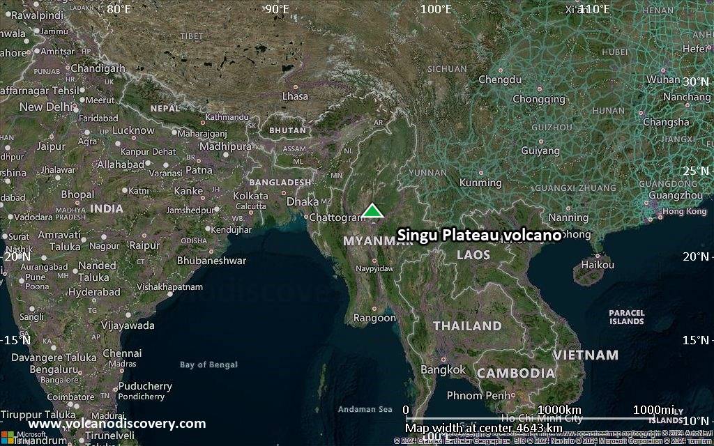 Satellite/aerial-type map of Singu Plateau volcano (region scale large)