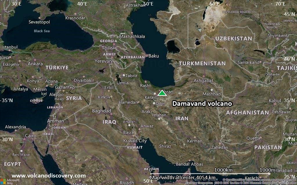 Satellite/aerial-type map of Damavand volcano (region scale large)