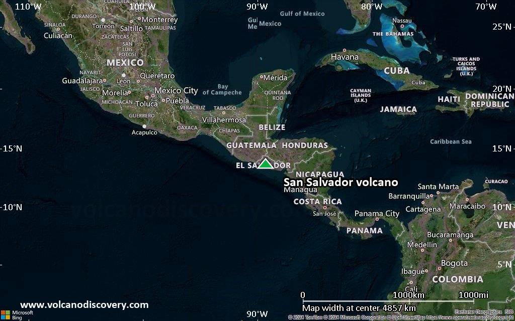 Satellite/aerial-type map of San Salvador volcano (region scale large)