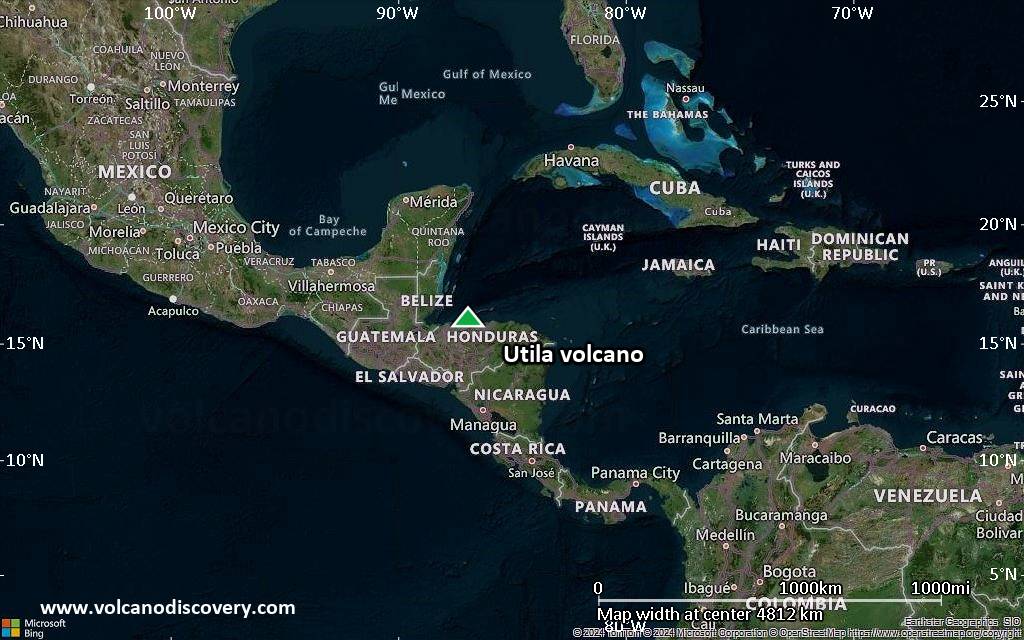 Satellite/aerial-type map of Utila volcano (region scale large)