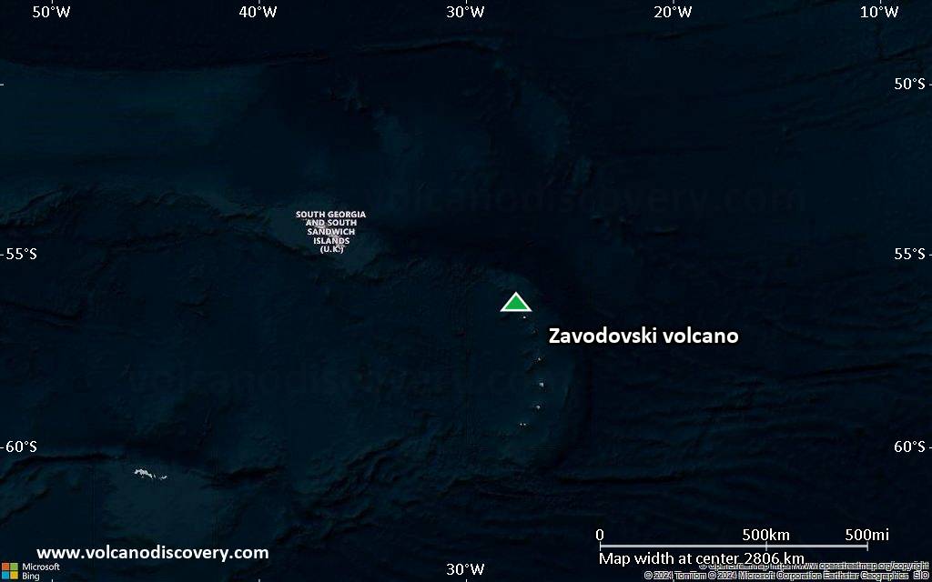 Satellite/aerial-type map of Zavodovski volcano (region scale large)