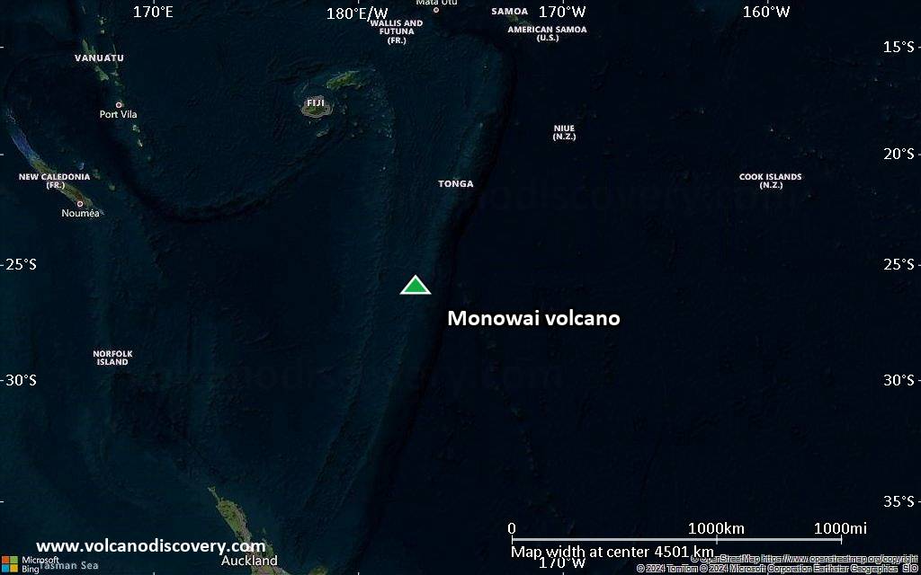 Satellite/aerial-type map of Monowai volcano (region scale large)