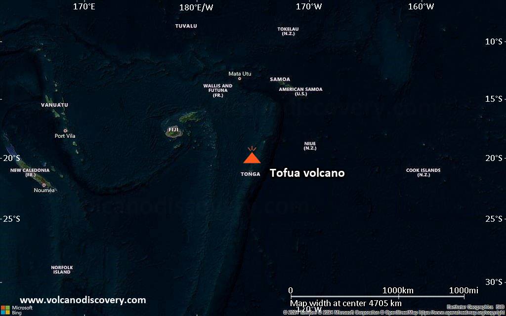 Satellite/aerial-type map of Tofua volcano (region scale large)