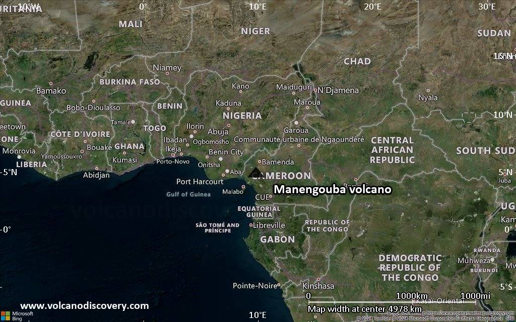 Satellite/aerial-type map of Manengouba volcano (region scale large)