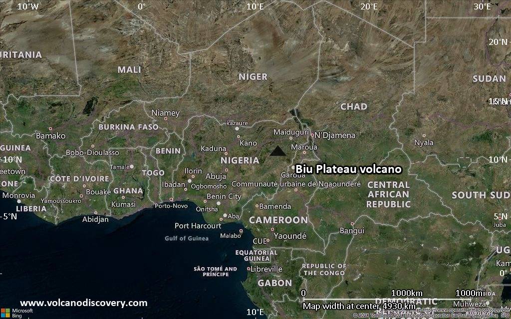 Satellite/aerial-type map of Biu Plateau volcano (region scale large)