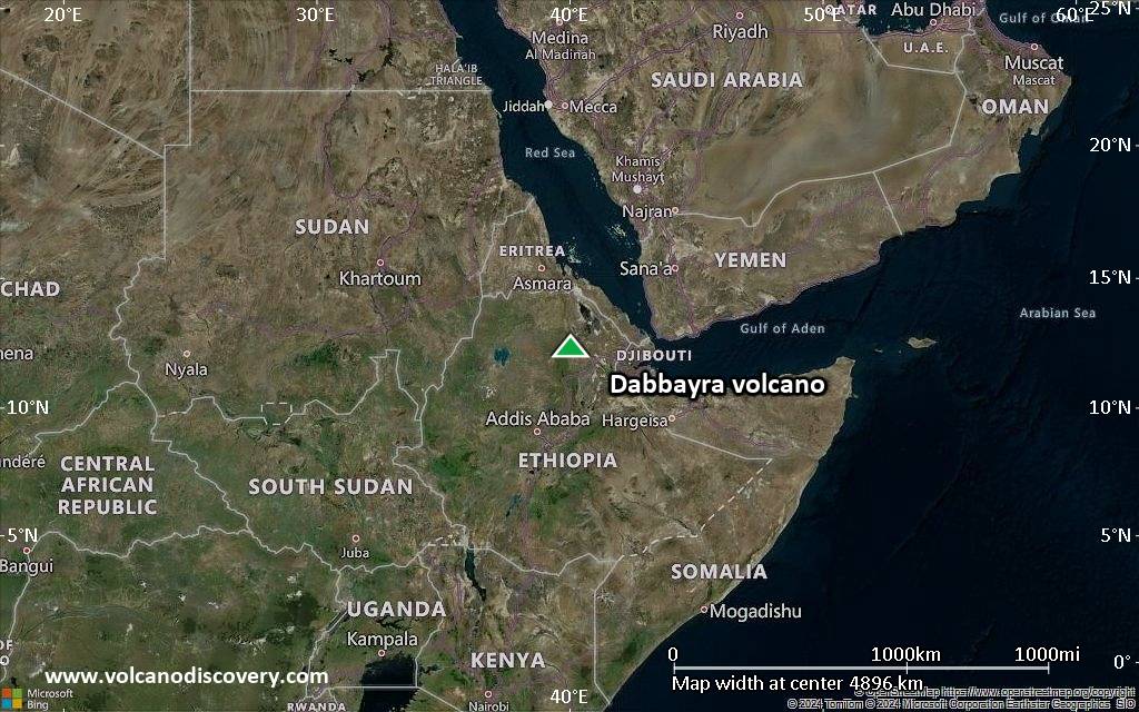 Satellite/aerial-type map of Dabbayra volcano (region scale large)