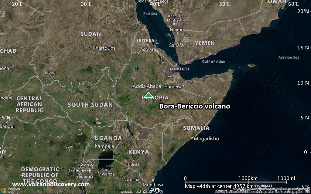 Satellite/aerial-type map of Bora-Bericcio volcano (region scale large)