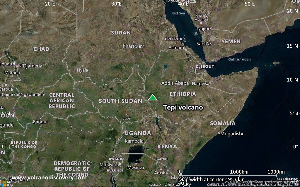 Satellite/aerial-type map of Tepi volcano (region scale large)