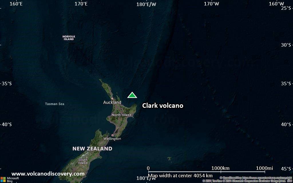 Satellite/aerial-type map of Clark volcano (region scale large)