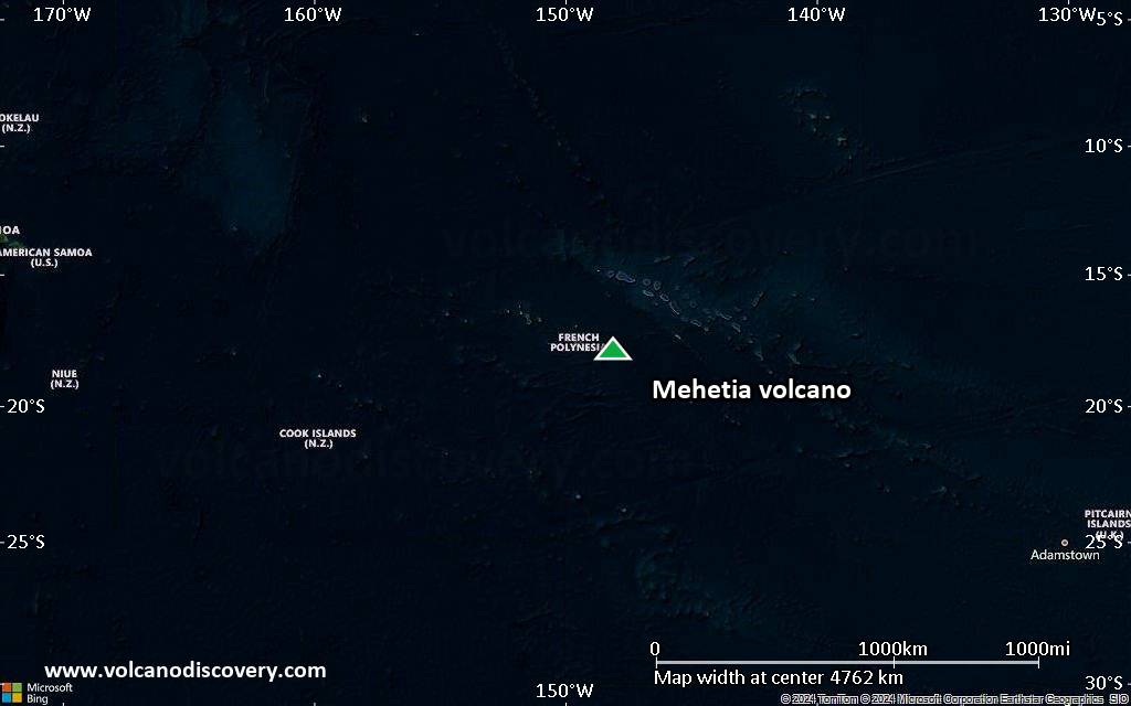Satellite/aerial-type map of Mehetia volcano (region scale large)