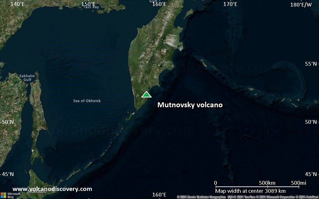 Satellite/aerial-type map of Mutnovsky volcano (region scale large)