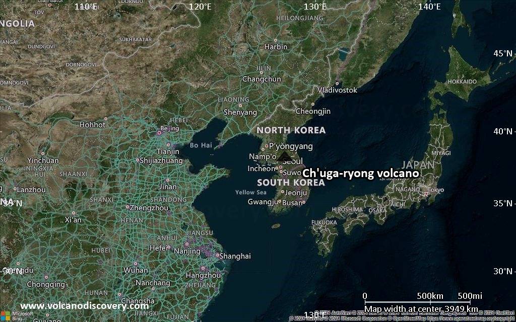 Satellite/aerial-type map of Ch'uga-ryong volcano (region scale large)
