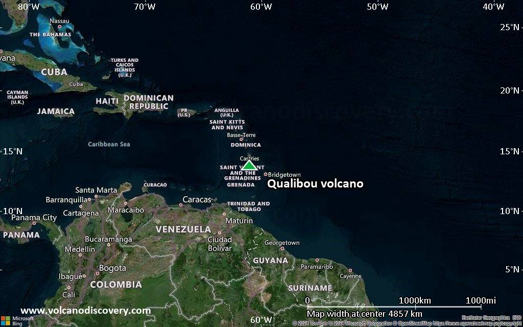 Satellite/aerial-type map of Qualibou volcano (region scale large)