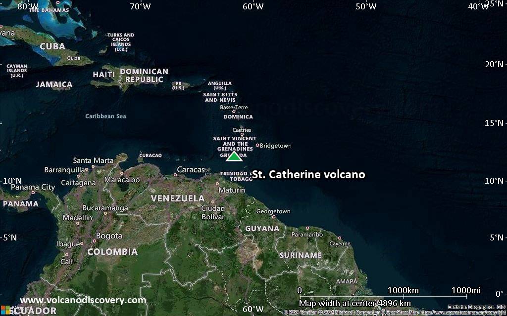 Satellite/aerial-type map of St. Catherine volcano (region scale large)