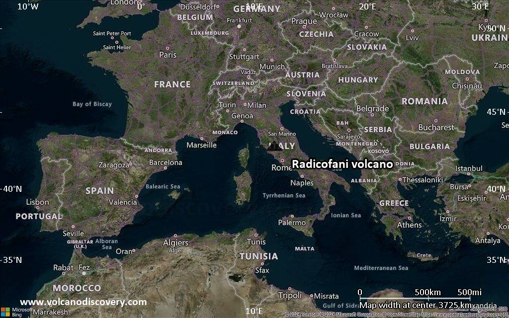 Satellite/aerial-type map of Radicofani volcano (region scale large)