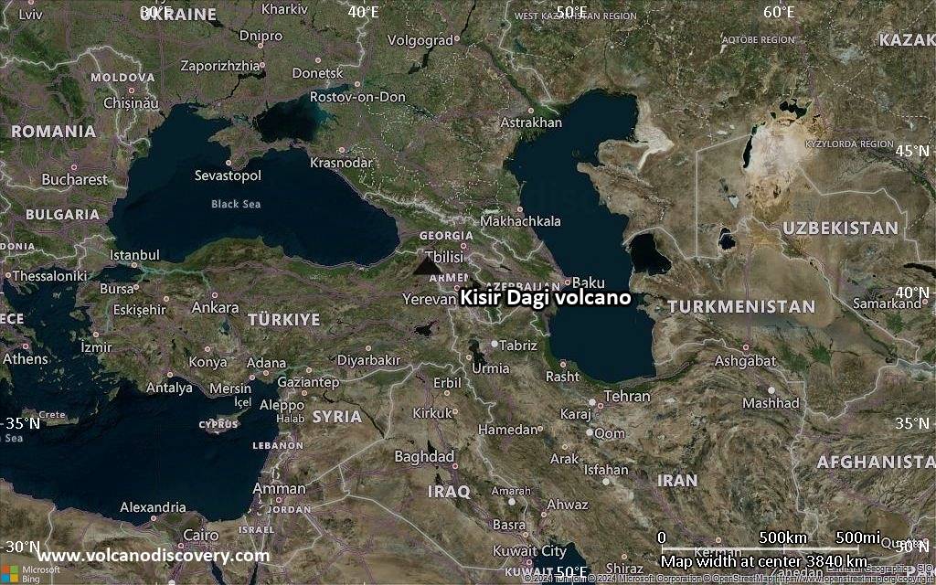 Satellite/aerial-type map of Kisir Dagi volcano (region scale large)