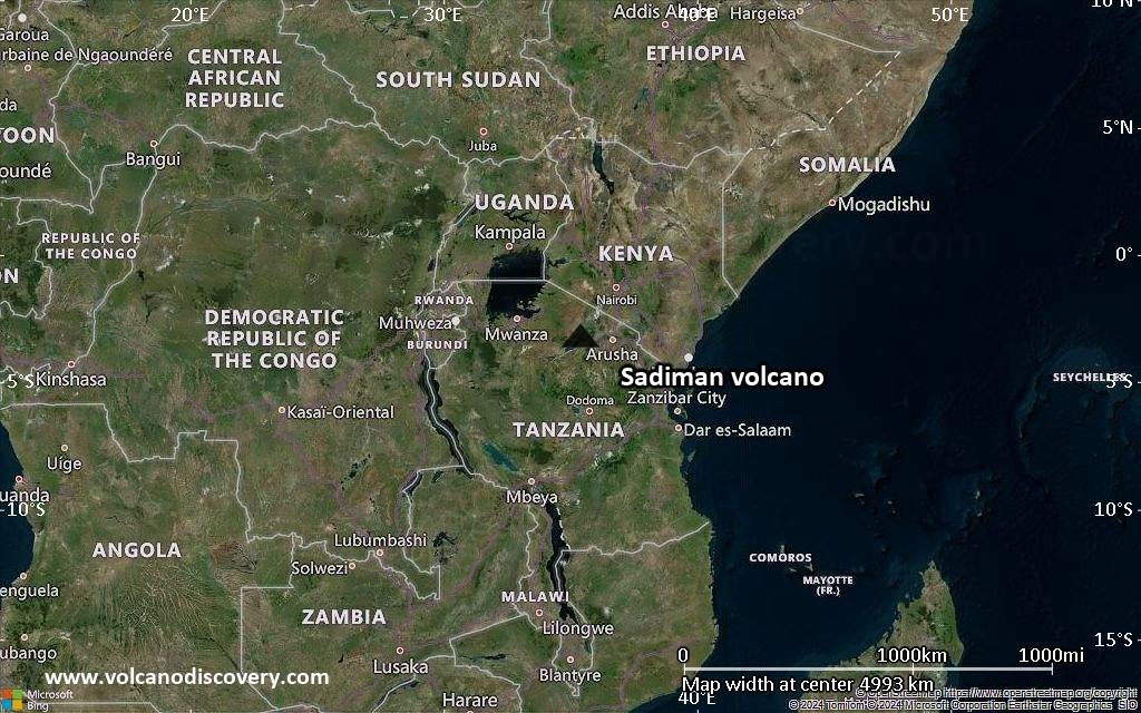 Satellite/aerial-type map of Sadiman volcano (region scale large)