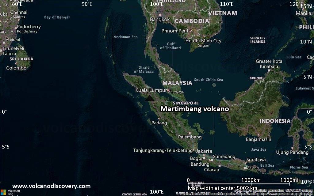 Satellite/aerial-type map of Martimbang volcano (region scale large)