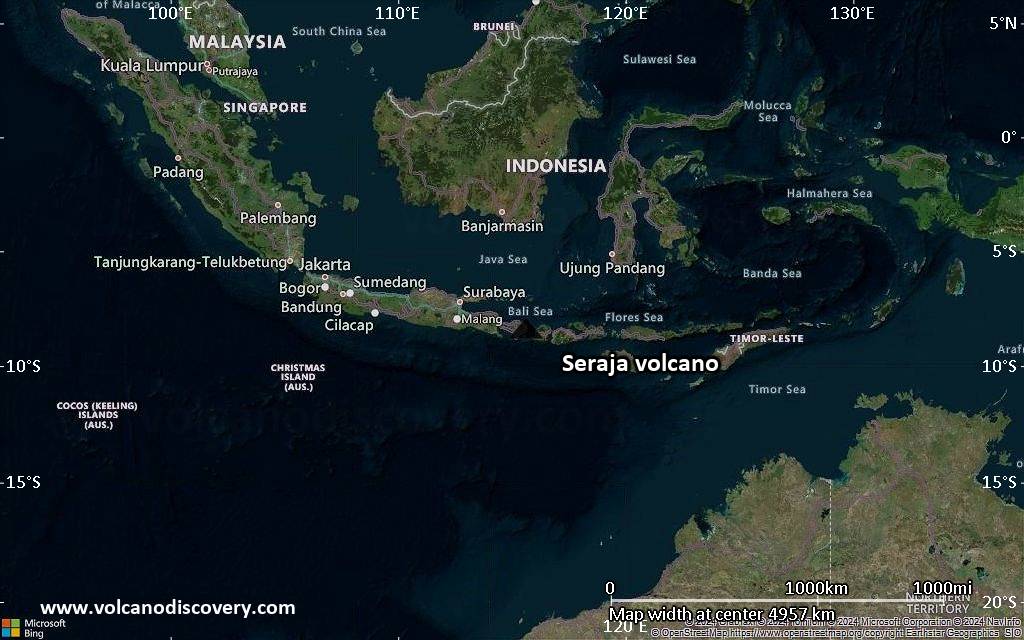 Satellite/aerial-type map of Seraja volcano (region scale large)