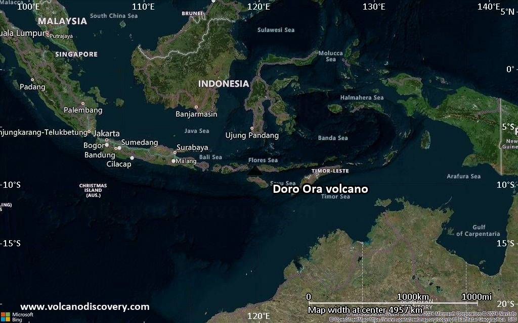 Satellite/aerial-type map of Doro Ora volcano (region scale large)