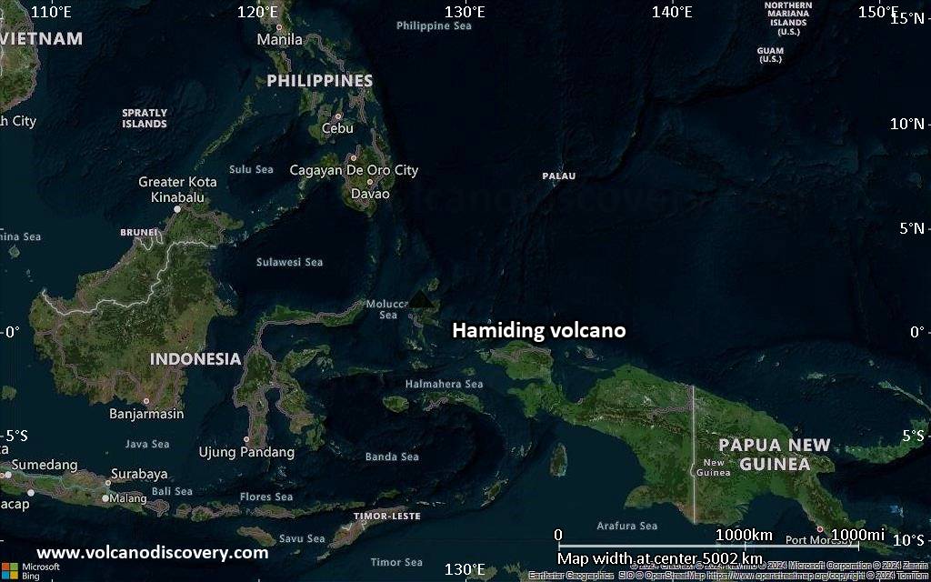 Satellite/aerial-type map of Hamiding volcano (region scale large)