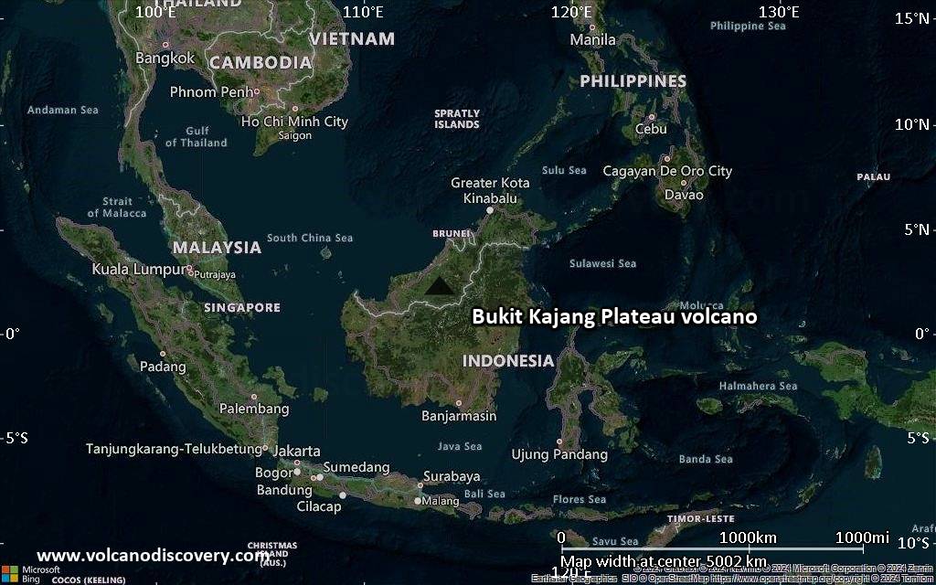 Satellite/aerial-type map of Bukit Kajang Plateau volcano (region scale large)